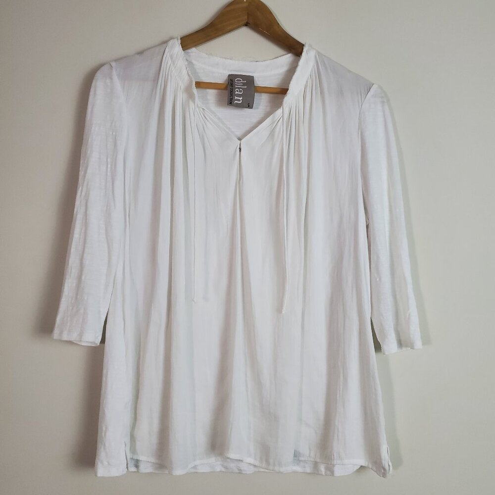 Anthropologie Dolan Top Small White Casual Popover Coastal Capsule Wardrobe